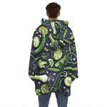 Fresh Green Fruit And Vegetables Print Hoodie Blanket