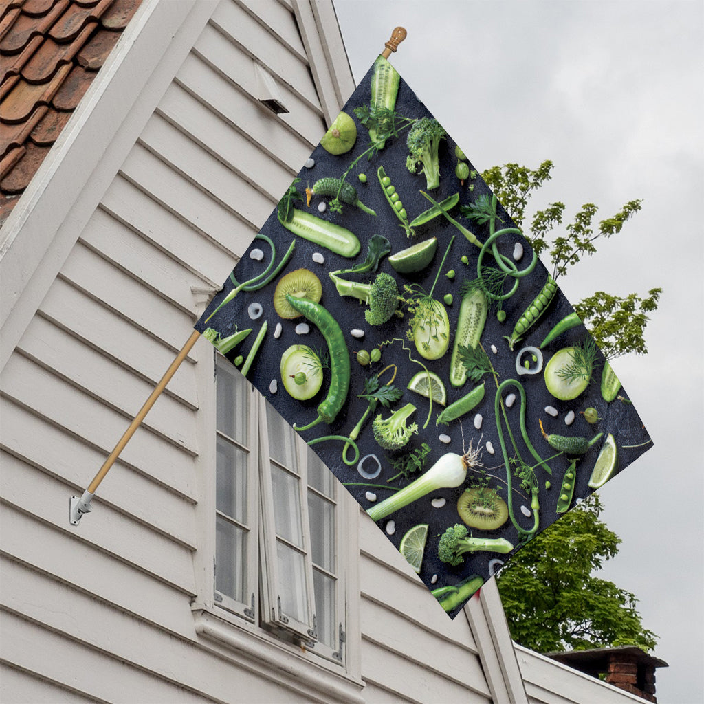 Fresh Green Fruit And Vegetables Print House Flag