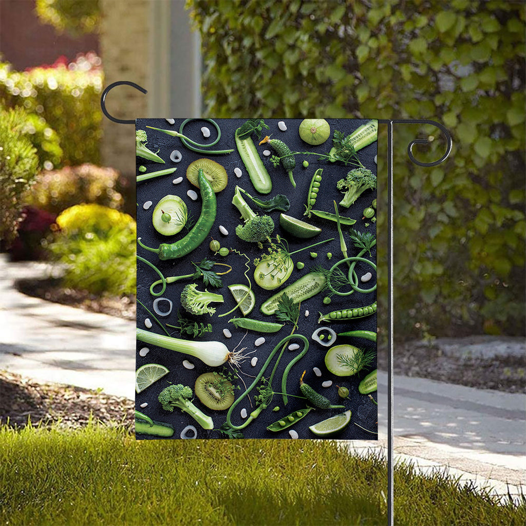 Fresh Green Fruit And Vegetables Print House Flag