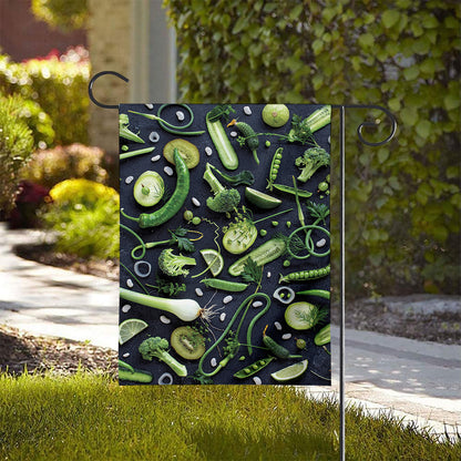 Fresh Green Fruit And Vegetables Print House Flag