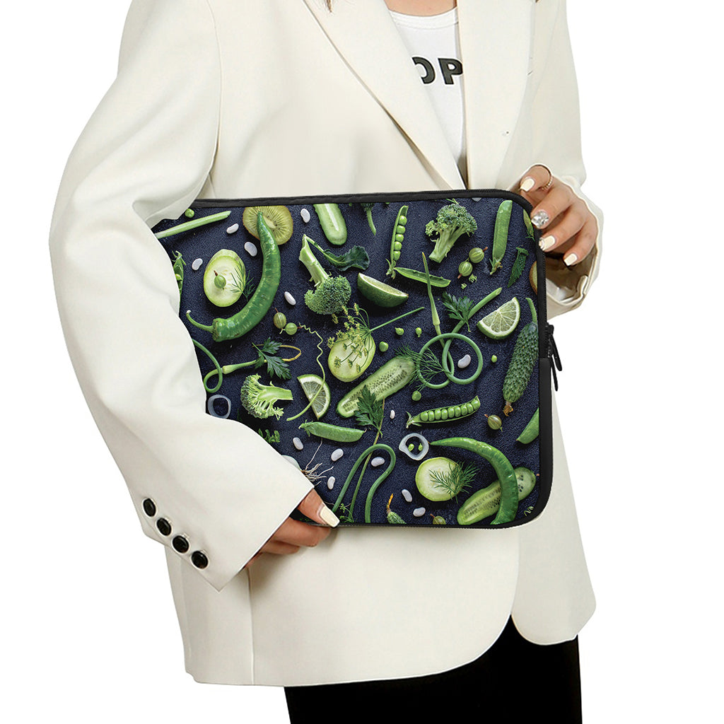 Fresh Green Fruit And Vegetables Print Laptop Sleeve