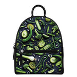 Fresh Green Fruit And Vegetables Print Leather Backpack