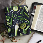Fresh Green Fruit And Vegetables Print Leather Bible Cover