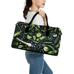 Fresh Green Fruit And Vegetables Print Leather Duffle Bag