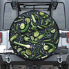 Fresh Green Fruit And Vegetables Print Leather Spare Tire Cover