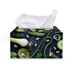 Fresh Green Fruit And Vegetables Print Leather Tissue Box Cover