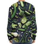 Fresh Green Fruit And Vegetables Print Long Sleeve Baseball Jersey