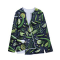 Fresh Green Fruit And Vegetables Print Long Sleeve Short Coat