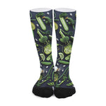 Fresh Green Fruit And Vegetables Print Long Socks