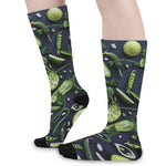 Fresh Green Fruit And Vegetables Print Long Socks
