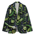 Fresh Green Fruit And Vegetables Print Men's Blazer