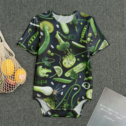 Fresh Green Fruit And Vegetables Print Men's Bodysuit