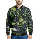 Fresh Green Fruit And Vegetables Print Men's Bomber Jacket