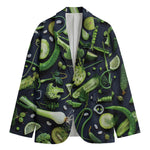 Fresh Green Fruit And Vegetables Print Men's Cotton Blazer