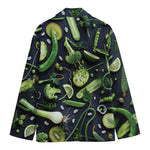 Fresh Green Fruit And Vegetables Print Men's Cotton Blazer