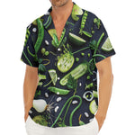Fresh Green Fruit And Vegetables Print Men's Deep V-Neck Shirt