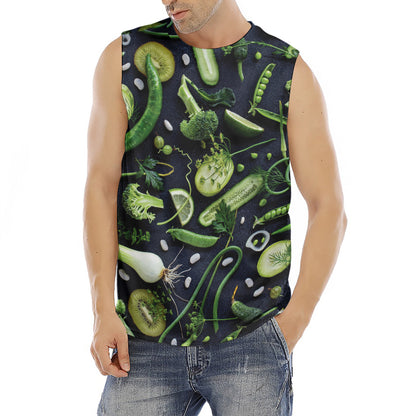 Fresh Green Fruit And Vegetables Print Men's Fitness Tank Top