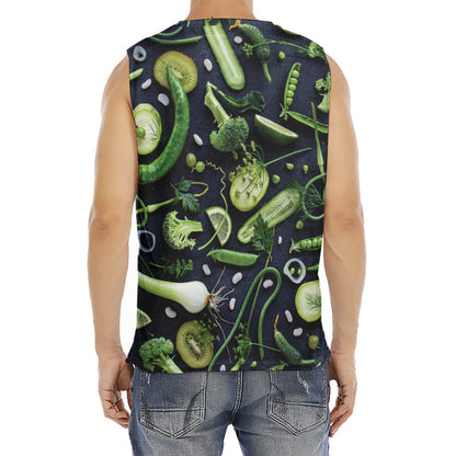 Fresh Green Fruit And Vegetables Print Men's Fitness Tank Top