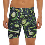 Fresh Green Fruit And Vegetables Print Men's Long Boxer Briefs