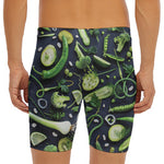 Fresh Green Fruit And Vegetables Print Men's Long Boxer Briefs