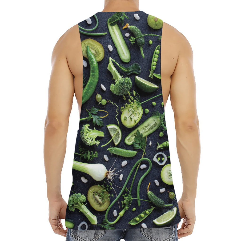 Fresh Green Fruit And Vegetables Print Men's Muscle Tank Top