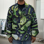 Fresh Green Fruit And Vegetables Print Men's Shirt Jacket