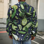 Fresh Green Fruit And Vegetables Print Men's Shirt Jacket