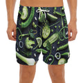 Fresh Green Fruit And Vegetables Print Men's Split Running Shorts