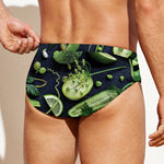Fresh Green Fruit And Vegetables Print Men's Swim Briefs
