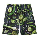 Fresh Green Fruit And Vegetables Print Men's Swim Trunks