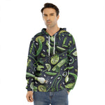 Fresh Green Fruit And Vegetables Print Men's Velvet Pullover Hoodie