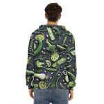 Fresh Green Fruit And Vegetables Print Men's Velvet Pullover Hoodie