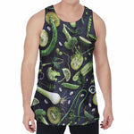 Fresh Green Fruit And Vegetables Print Men's Velvet Tank Top