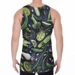 Fresh Green Fruit And Vegetables Print Men's Velvet Tank Top