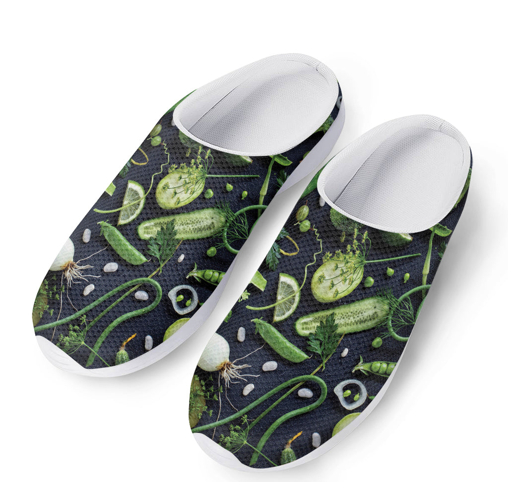 Fresh Green Fruit And Vegetables Print Mesh Casual Shoes