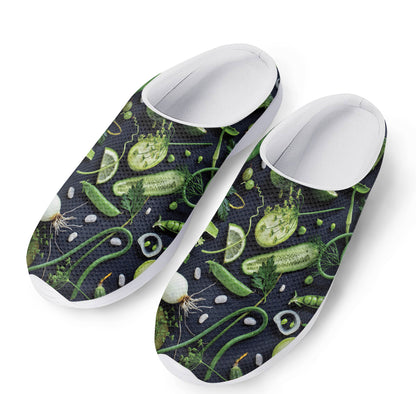 Fresh Green Fruit And Vegetables Print Mesh Casual Shoes