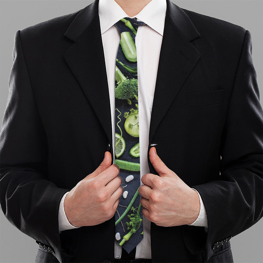 Fresh Green Fruit And Vegetables Print Necktie
