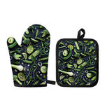 Fresh Green Fruit And Vegetables Print Oven Mitt And Pot Holder Set