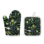 Fresh Green Fruit And Vegetables Print Oven Mitt And Pot Holder Set