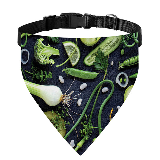 Fresh Green Fruit And Vegetables Print Over The Collar Dog Bandana