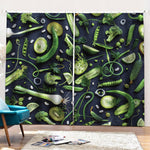 Fresh Green Fruit And Vegetables Print Pencil Pleat Curtains