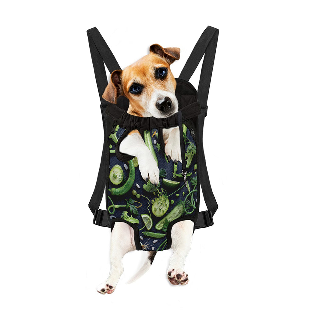 Fresh Green Fruit And Vegetables Print Pet Carrier Backpack