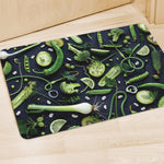 Fresh Green Fruit And Vegetables Print Polyester Doormat