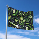 Fresh Green Fruit And Vegetables Print Polyester Flag