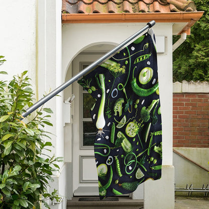 Fresh Green Fruit And Vegetables Print Polyester Flag