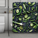 Fresh Green Fruit And Vegetables Print Polyester Shower Curtain