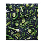 Fresh Green Fruit And Vegetables Print Polyester Shower Curtain