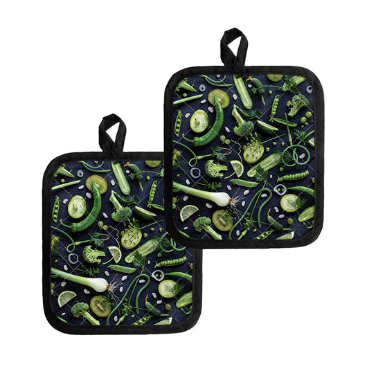 Fresh Green Fruit And Vegetables Print Pot Holders