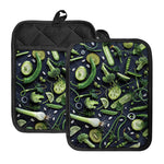 Fresh Green Fruit And Vegetables Print Pot Holders With Pocket