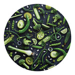 Fresh Green Fruit And Vegetables Print Round Blanket